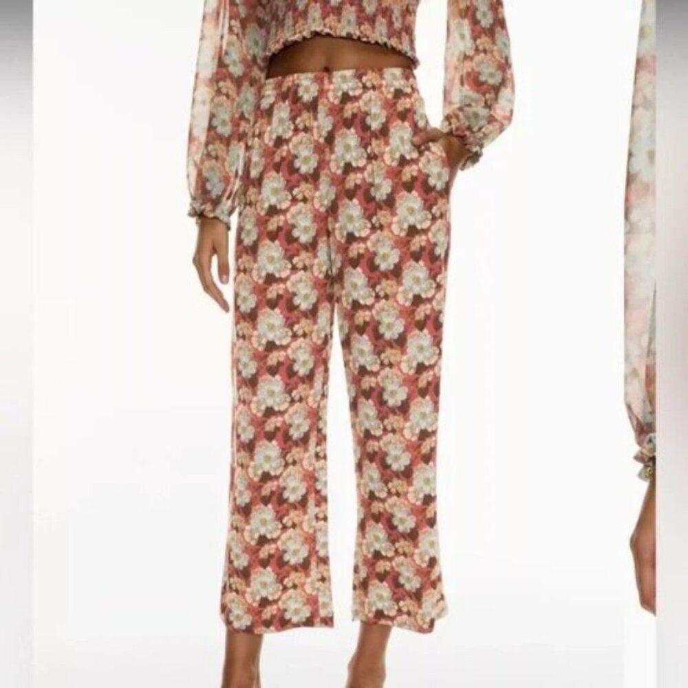 Aritzia Wilfred Overture Floral Lightweight Crop Wide Leg Pants